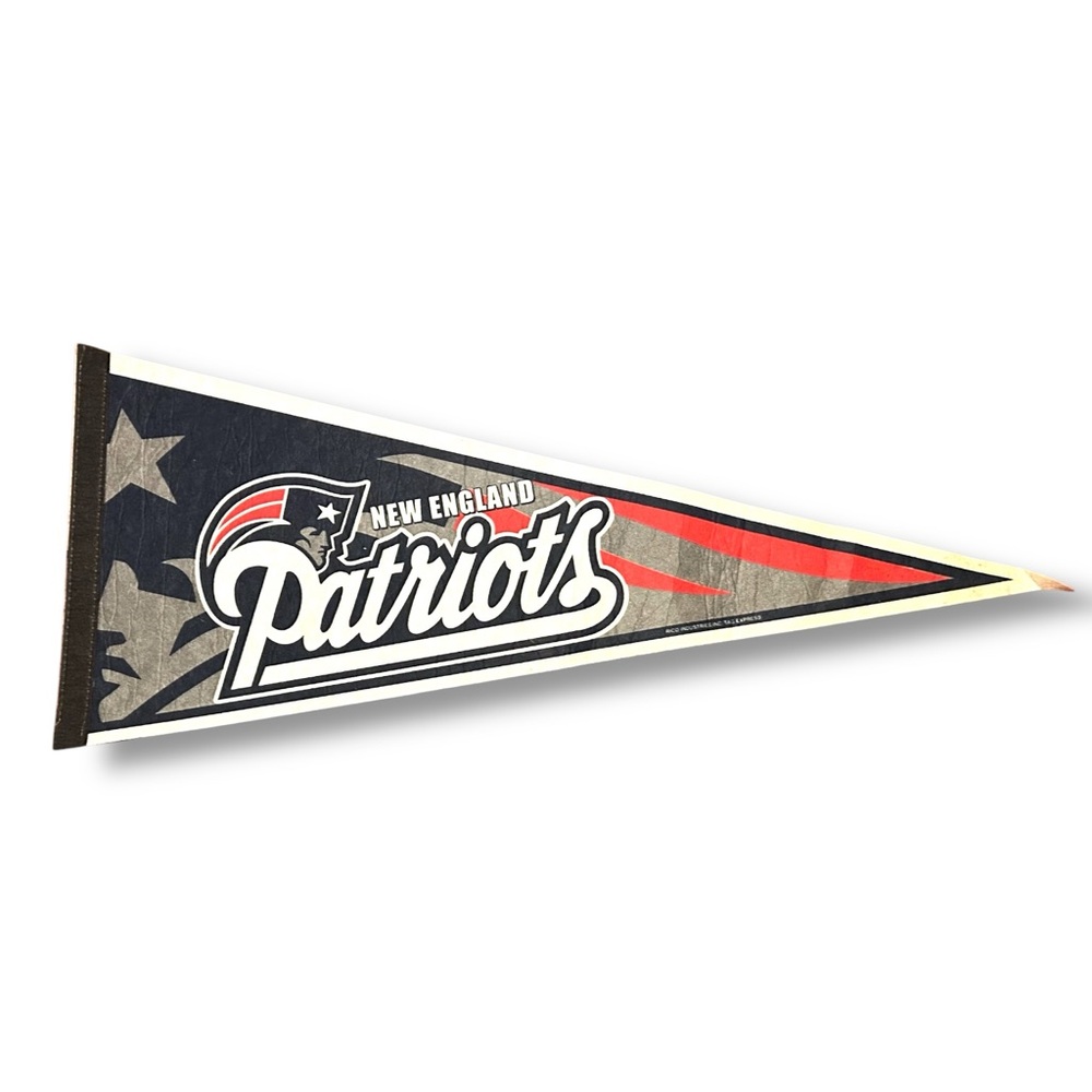 Vintage Y2K New England Patriots Felt Pennant Banner Flag Licensed NFL Fan Gear